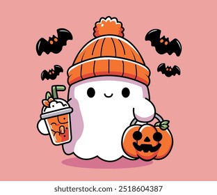 Cute Halloween Ghost Vector illustration