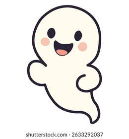 Cute Halloween Ghost Vector Illustration