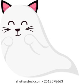 Cute Halloween Ghost Wearing Cat Costume