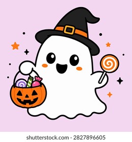 Cute Halloween ghost wearing