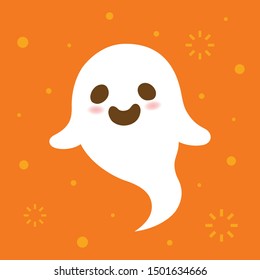 Cute Halloween Ghost.Happy Halloween Background.