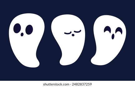 Cute halloween ghosts illustration cartoon ghosts halloween collection.