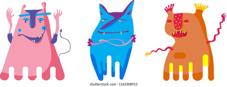 Cute halloween ghosts. Monster set. Halloween set. Ghosts set. Flat style vector illustration.