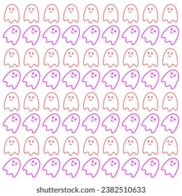 Cute Halloween Ghosts Pattern Vector