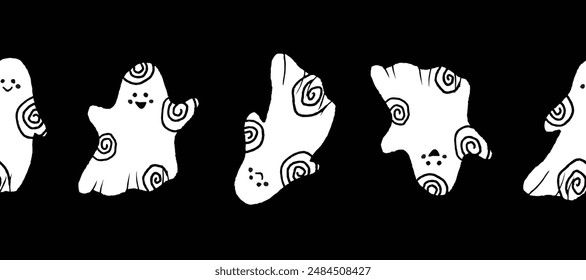 Nettes Halloween Geister nahtloses Horizontales Muster Design