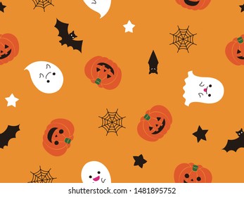 Cute Halloween ghosts seamless pattern