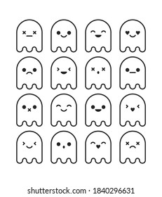 Cute Halloween Ghosts, Vector Collection.