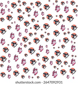 Cute halloween ghosts wearing witch hats and wizard hats seamless pattern