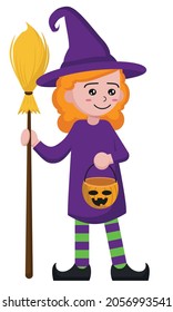 Cute halloween girl in witch costume