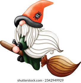 cute halloween gnome and elements