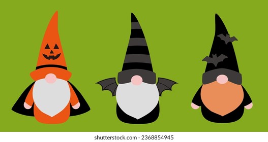 Cute halloween gnome flat style vector illustration