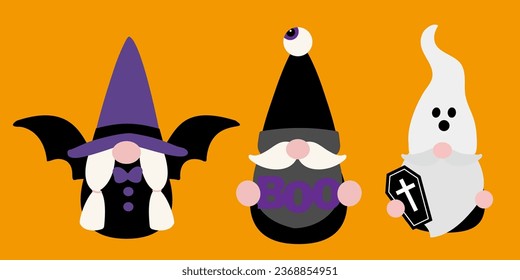 Cute halloween gnome, flache Vektorgrafik