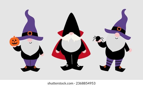 Cute halloween gnome flat style vector illustration