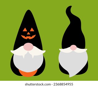 Cute halloween gnome flat style vector illustration
