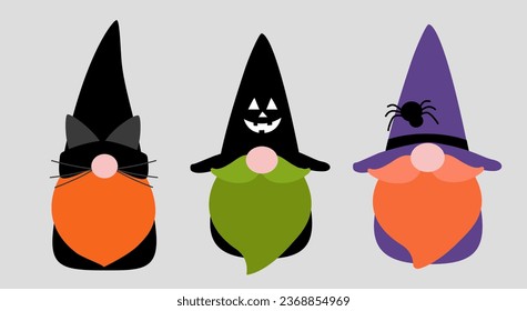 Cute halloween gnome flat style vector illustration