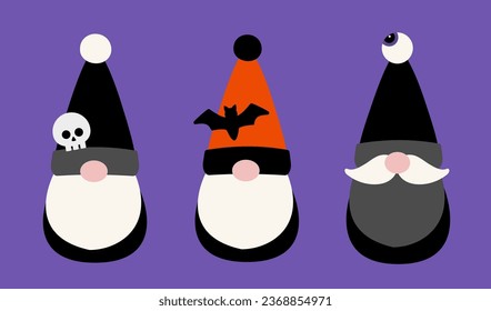 Cute halloween gnome flat style vector illustration