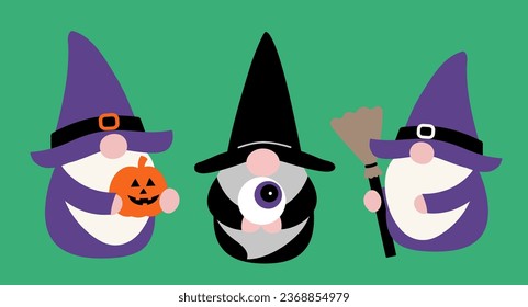Cute halloween gnome flat style vector illustration