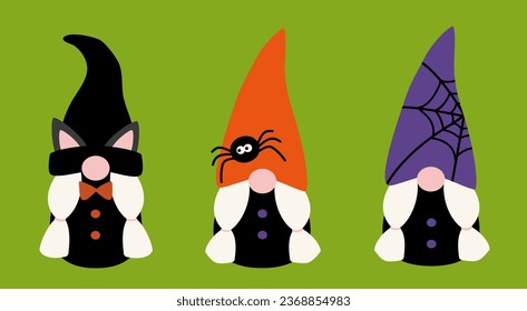 Cute halloween gnome flat style vector illustration