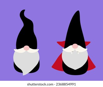 Cute halloween gnome flat style vector illustration