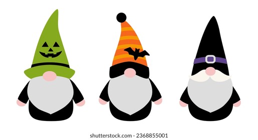Cute halloween gnome flat style vector illustration