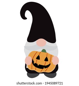 Cute halloween gnome, vector illustration art.