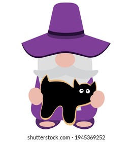 Cute halloween gnome, vector illustration art.