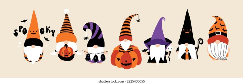 Cute halloween gnomes character  illustretion