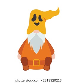 Cute Halloween Gnomes Illustration Isolated On White Background. Cute Gnomes Halloween Character Illustration. Cute Gnomes Clip Art For Halloween Day.