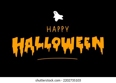 Cute Halloween Greeting Card. Good Ghost And Lettering By October 31. A Message For All Saints' Day. Prank Or Nastiness?