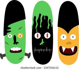 Cute halloween horror figures. Cartoon vector