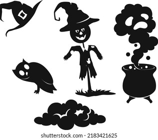Cute Halloween icon collection set