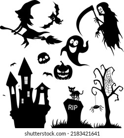 Cute Halloween icon collection set