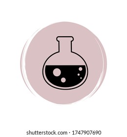 Cute halloween icon logo vector illustration on circle with brush texture for social media story highlight with glass bottle with potion