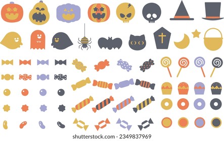 cute halloween icon set (purple)
