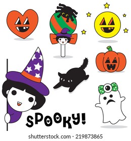 Cute Halloween Icons illustration set