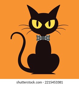 Cute halloween illustration black cat skeleton spider ghost spooky. Background for wallpaper, wrapping, packing, and backdrop.