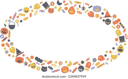 
cute halloween illustration circle frame(purple)