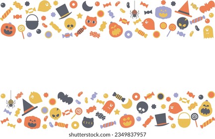 Cute halloween illustration line frame(purple)