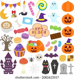 Cute Halloween illustration material set