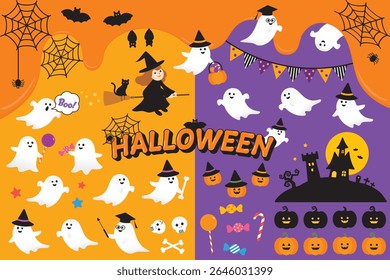 Cute Halloween illustration material set