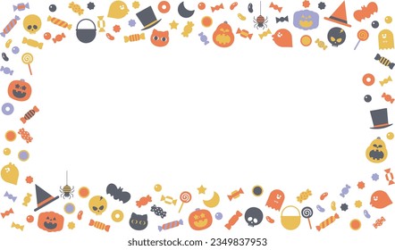 Cute halloween illustration square frame(purple)