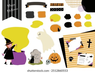 Cute Halloween illustrations and materials