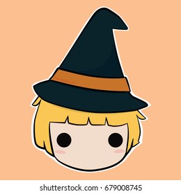 Cute halloween little witch vector.