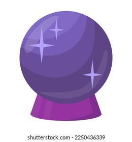 Cute Halloween Magic crystal ball para ilustración vectorial de pegatinas de adivinación. Dibujo de caricatura de brujería o elemento mágico oscuro en estilo boho aislado en fondo blanco