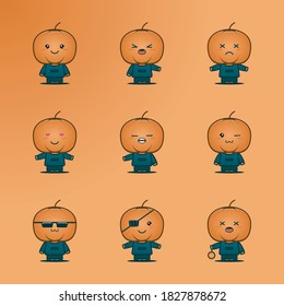 cute halloween mascot characters with facial expressions