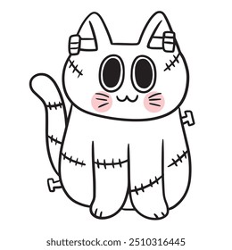 Cute Halloween monster cat vector.