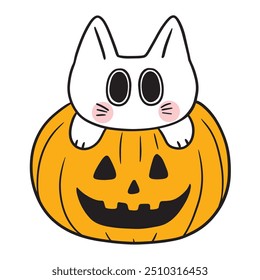 Cute Halloween monster cat vector.