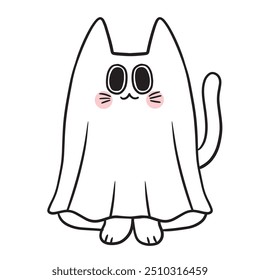 Cute Halloween monster cat vector.