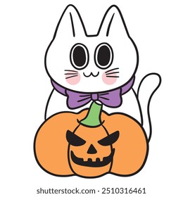 Cute Halloween monster cat vector.