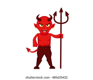 Illustration Demon Cartoon Characters Standing Pitchforks Stock Vector ...